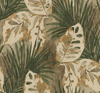 Seabrook Designs Bali Tropical Karma Wallpaper Sample - Evening Green