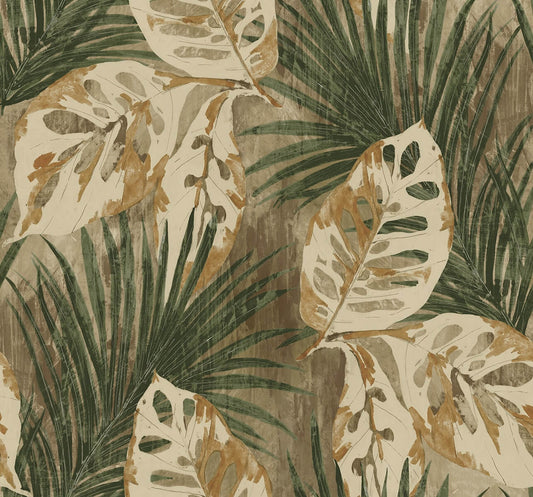 Seabrook Designs Bali Tropical Karma Wallpaper - Evening Green