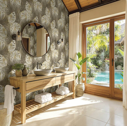 Seabrook Designs Bali Tropical Karma Wallpaper Sample - Neutral
