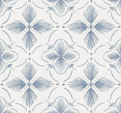 Seabrook Designs Bali Tropical Sari Wallpaper - Ocean Blue