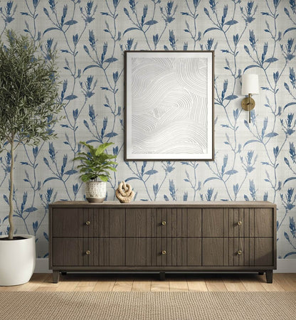 Seabrook Designs Bali Tropical Banyu Wallpaper Sample - Ocean Blue