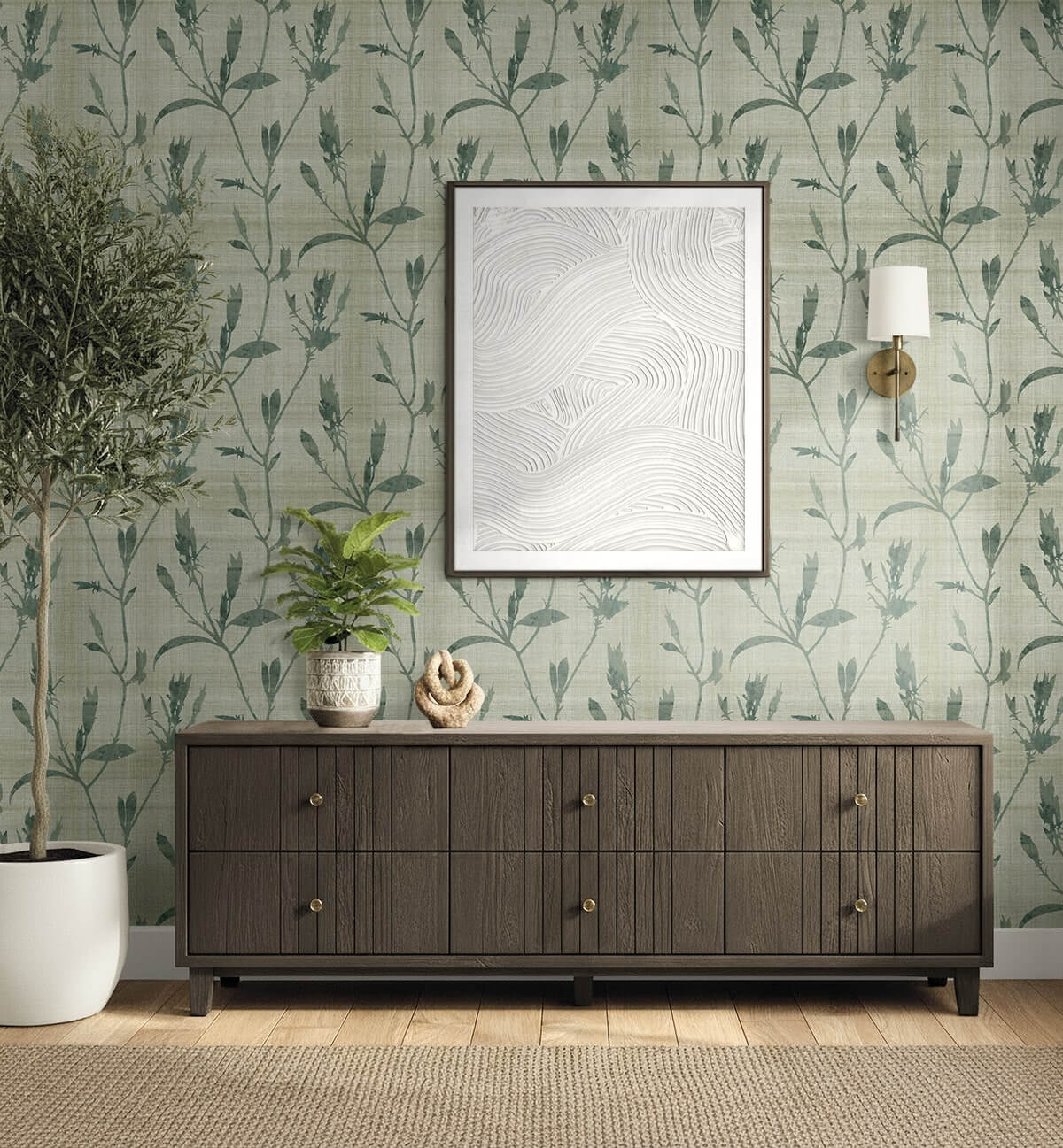 Seabrook Designs Bali Tropical Banyu Wallpaper - Pale Grass