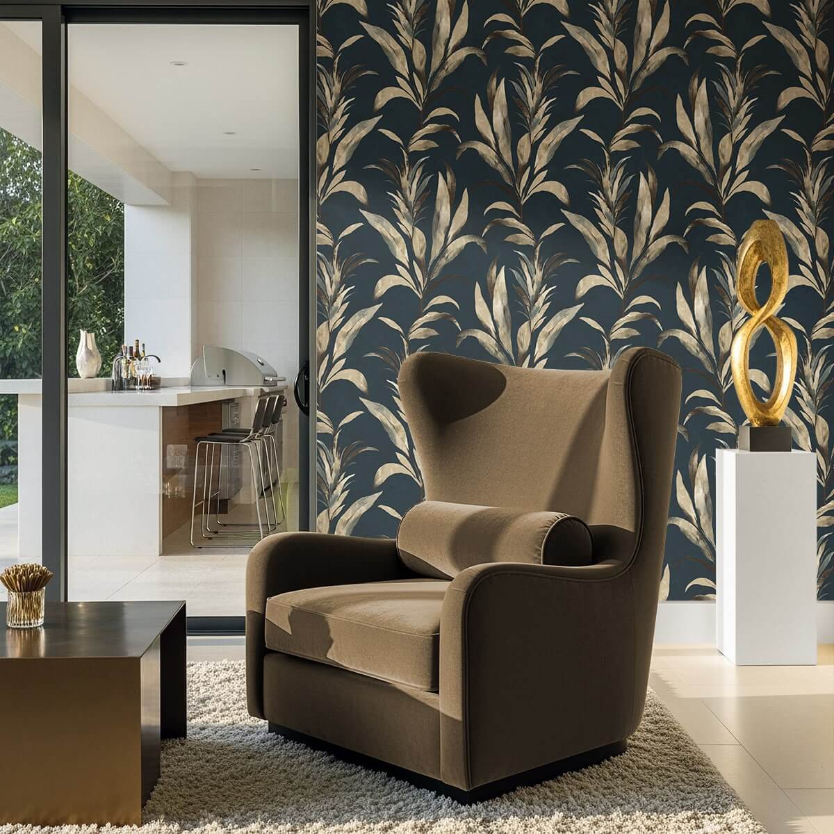 Seabrook Designs Bali Tropical Padma Wallpaper Sample - Stormy Sky