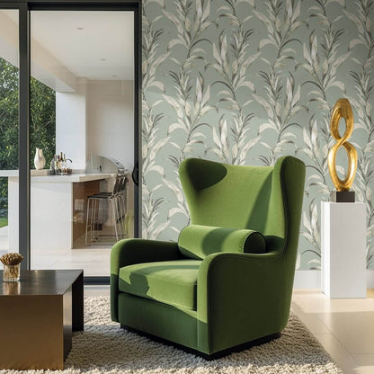 Seabrook Designs Bali Tropical Padma Wallpaper Sample - Green Mist