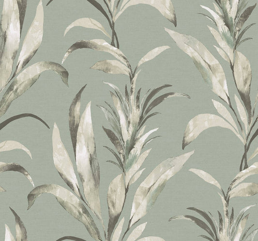 Seabrook Designs Bali Tropical Padma Wallpaper - Green Mist