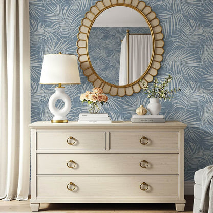 Seabrook Designs Bali Tropical Jiva Wallpaper - Nile Blue