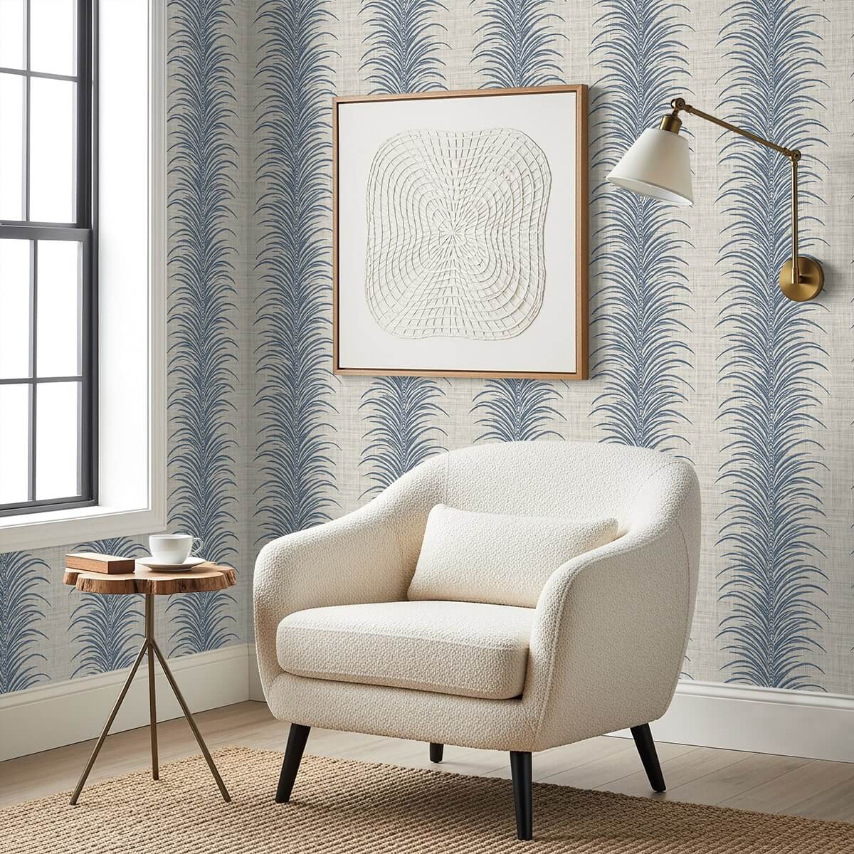 Seabrook Designs Bali Tropical Aruna Wallpaper Sample - Navy Blue