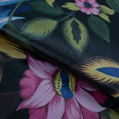 Seabrook Designs Bali Tropical Raya Wallpaper Sample - Metallic Black Jewel