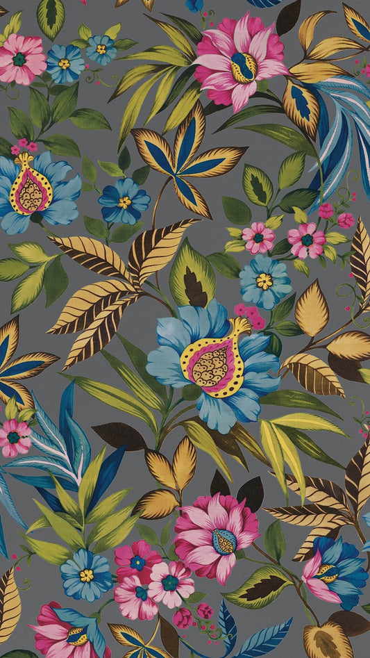 Seabrook Designs Bali Tropical Raya Wallpaper - Metallic Garden
