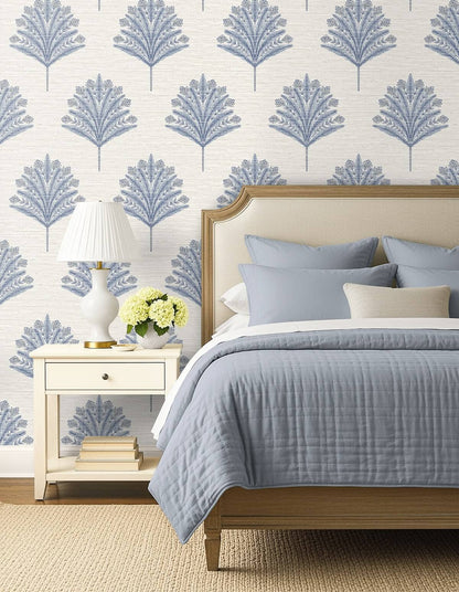 Seabrook Designs Bali Tropical Harta Wallpaper Sample - Ocean Blue