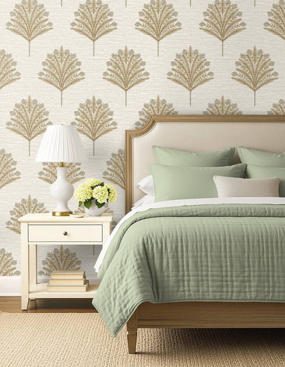 Seabrook Designs Bali Tropical Harta Wallpaper - Oyster