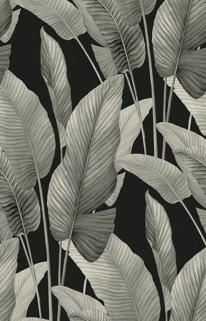 Seabrook Designs Bali Tropical Mantra Wallpaper Sample - Metallic Silver