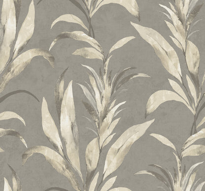 Seabrook Designs Bali Tropical Padma Wallpaper Sample - Metallic Grey Fog