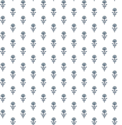 Erin Gates Libby Mini Floral Wallpaper - Blue Heather