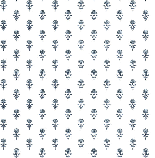 Erin Gates Libby Mini Floral Wallpaper - Blue Heather