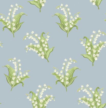 Erin Gates Farmington Lily of the Valley Wallpaper - Blue Heather