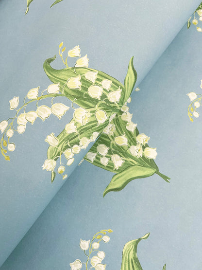 Erin Gates Farmington Lily of the Valley Wallpaper - Blue Heather