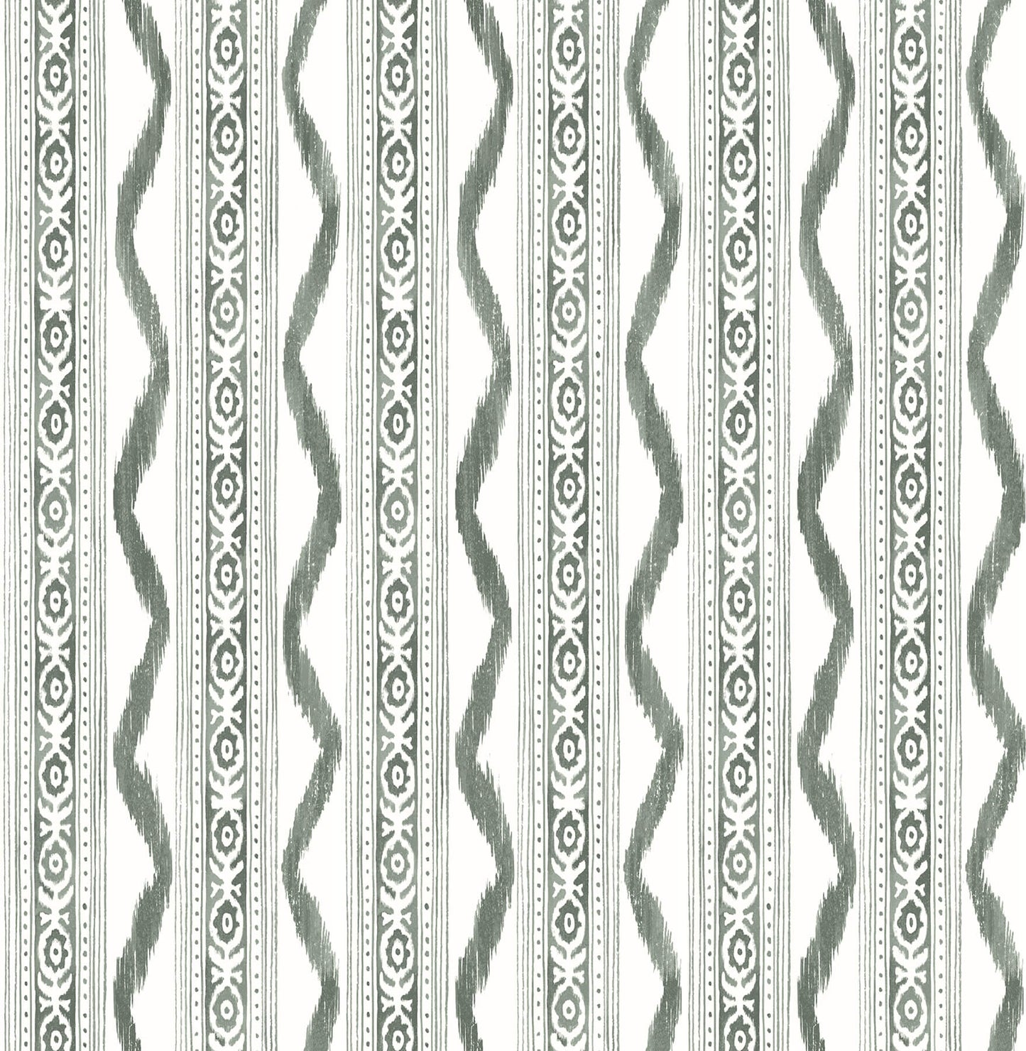 Erin Gates Rhys IKAT Stripe Wallpaper - Green