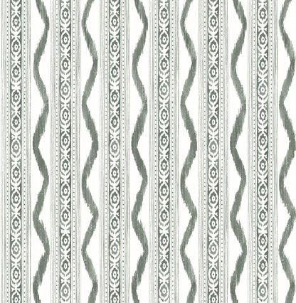 Erin Gates Rhys IKAT Stripe Wallpaper - Green