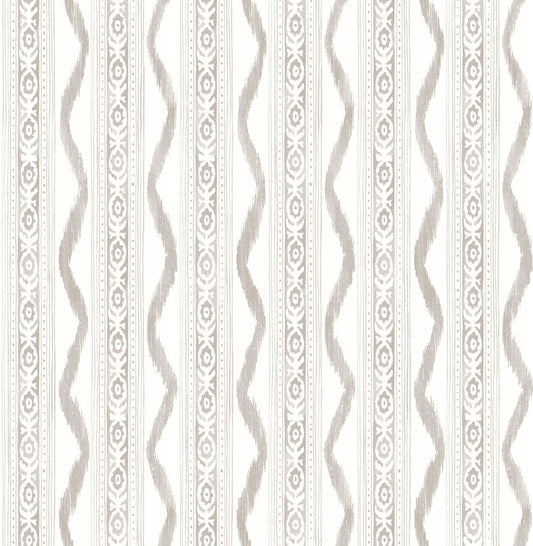 Erin Gates Rhys IKAT Stripe Wallpaper - Stone