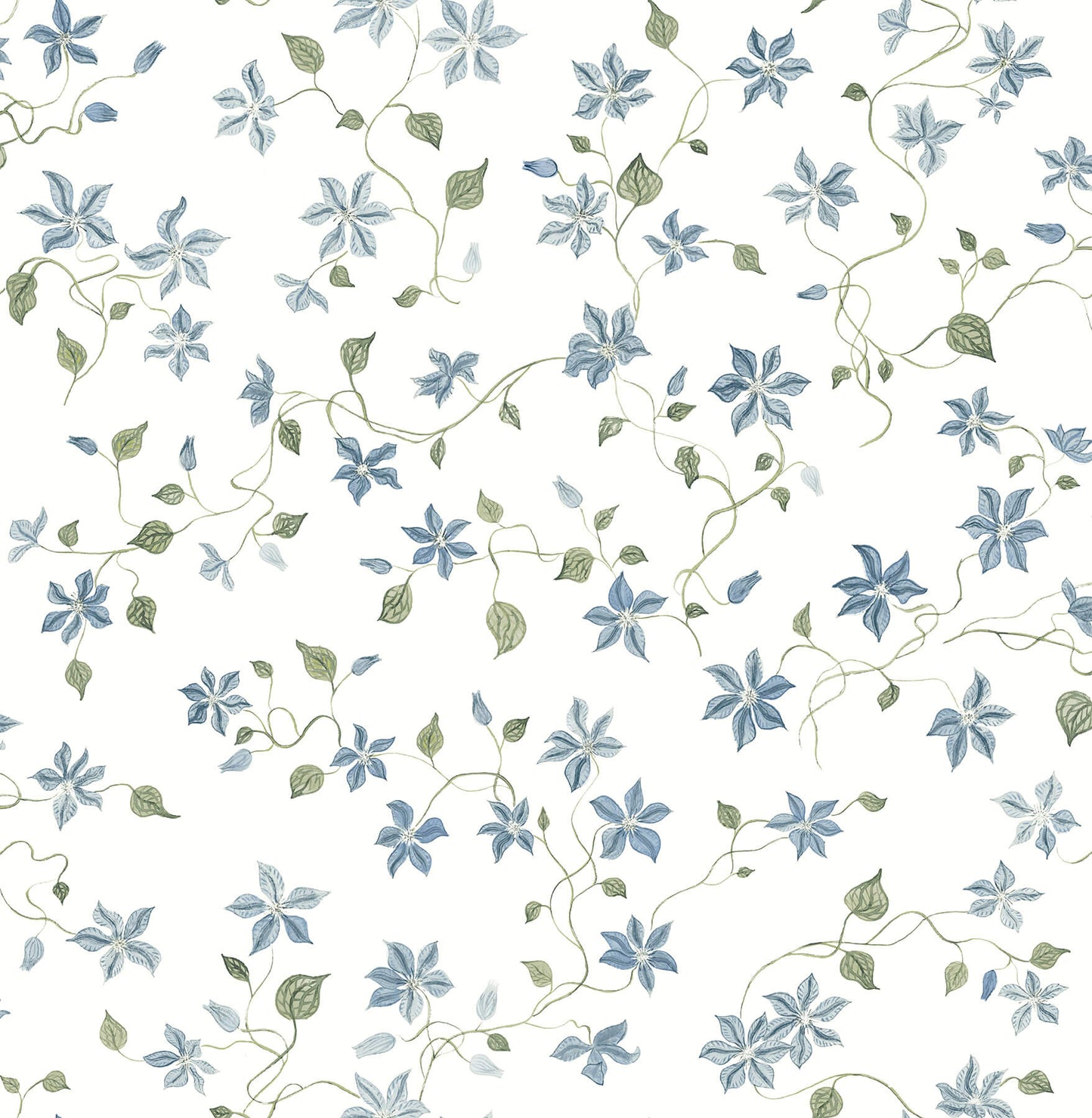 Erin Gates Betsy Floral Trail Wallpaper - Blue Heather