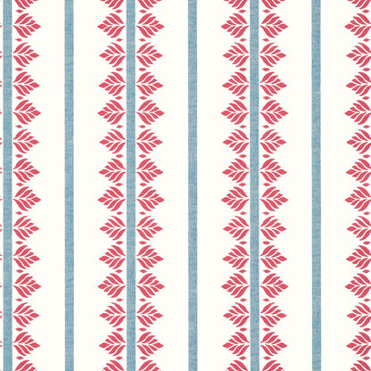 Anna French Antilles Fern Stripe Wallpaper - Red & Blue