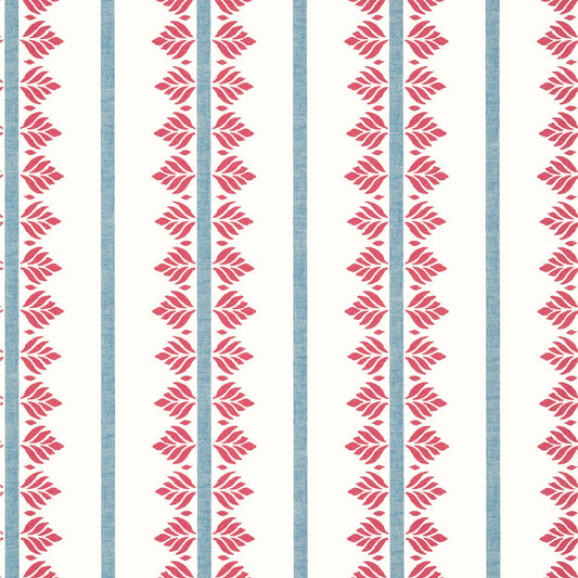 Anna French Antilles Fern Stripe Wallpaper - Red & Blue