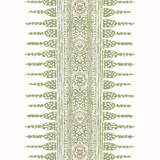 Anna French Antilles Javanese Strip Wallpaper - Green & White