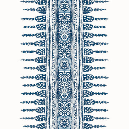 Anna French Antilles Javanese Strip Wallpaper Sample - Navy & White
