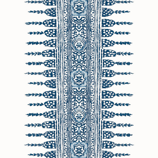 Anna French Antilles Javanese Strip Wallpaper - Navy & White