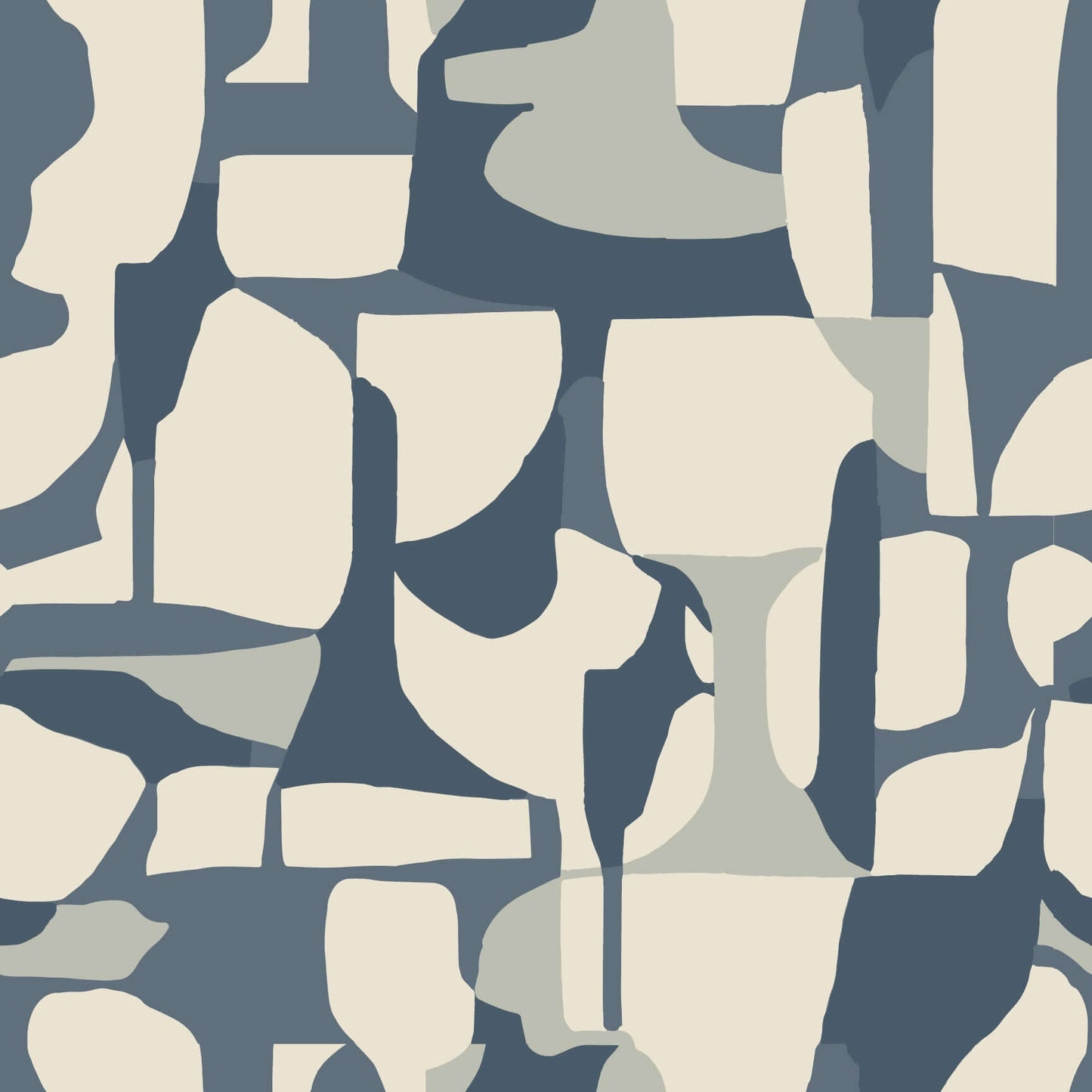 Mitchell Black Abstract Attraction Wallpaper Sample - Denim Slate