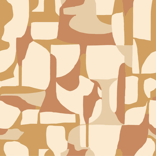 Mitchell Black Abstract Attraction Wallpaper - Gold Terracotta