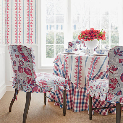 Anna French Antilles Fern Stripe Wallpaper - Red & Blue