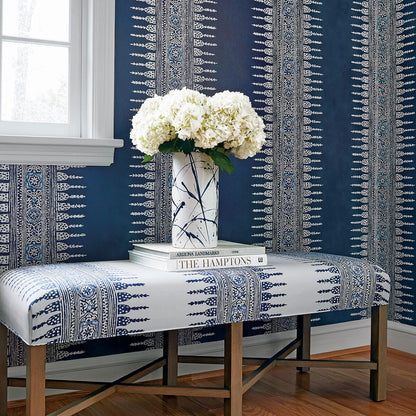 Anna French Antilles Javanese Strip Wallpaper - Navy