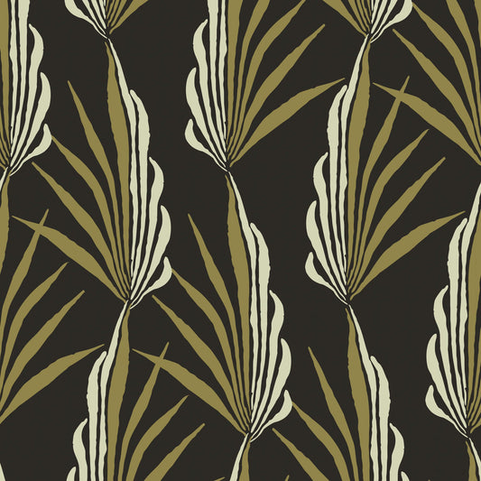 Mitchell Black Areca Palm Wallpaper - Golden Black