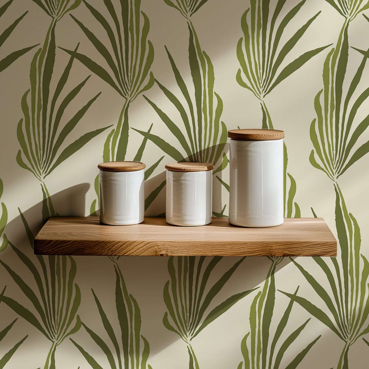 Mitchell Black Areca Palm Wallpaper - Green Leaf