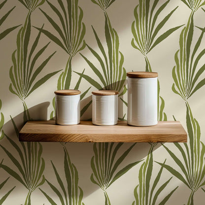 Mitchell Black Areca Palm Wallpaper - Green Leaf