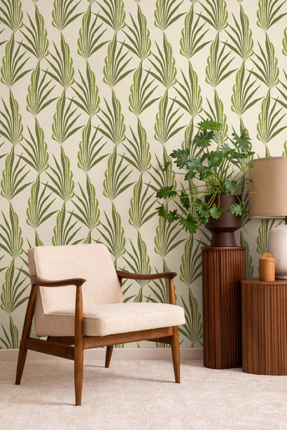 Mitchell Black Areca Palm Wallpaper - Green Leaf
