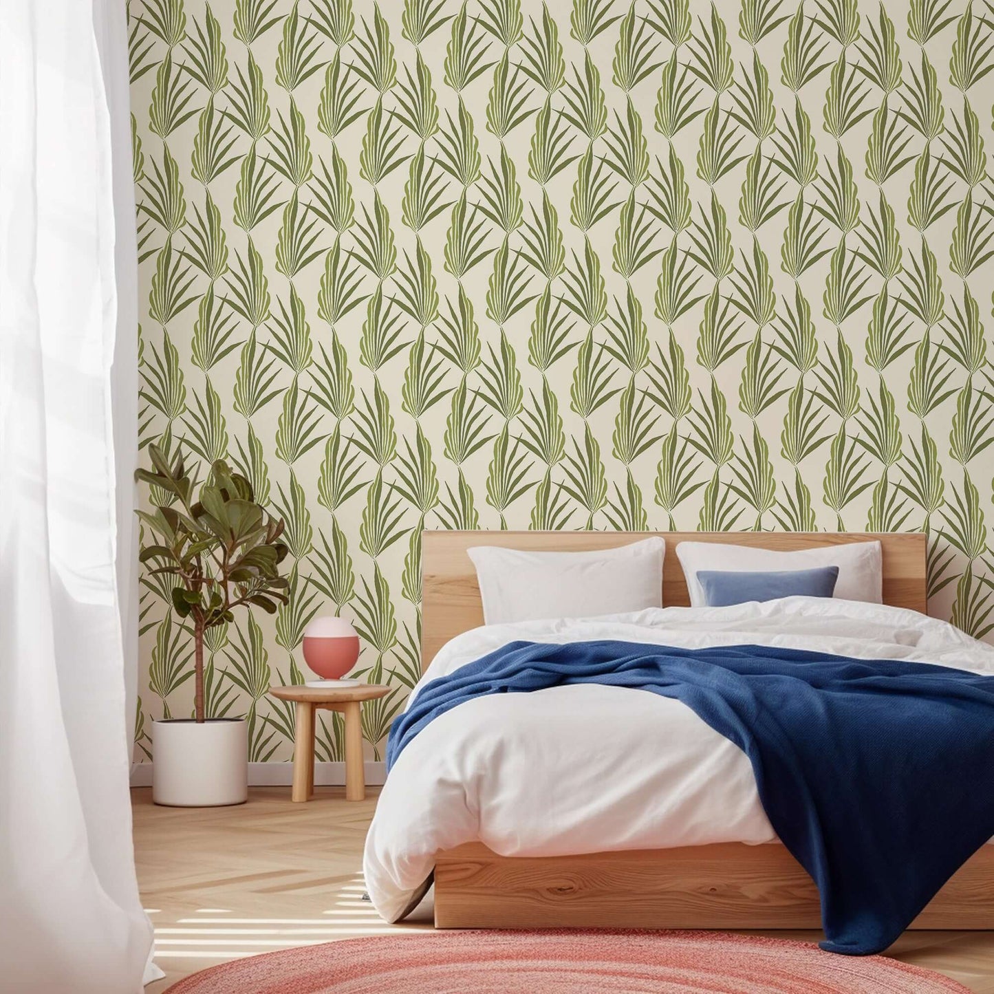 Mitchell Black Areca Palm Wallpaper - Green Leaf