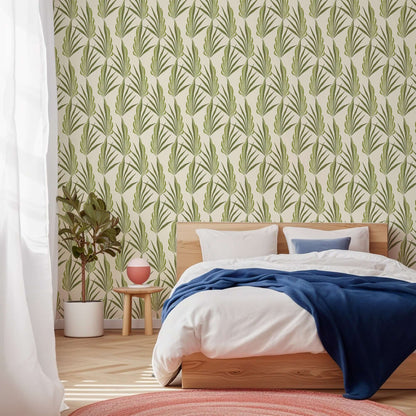 Mitchell Black Areca Palm Wallpaper - Green Leaf