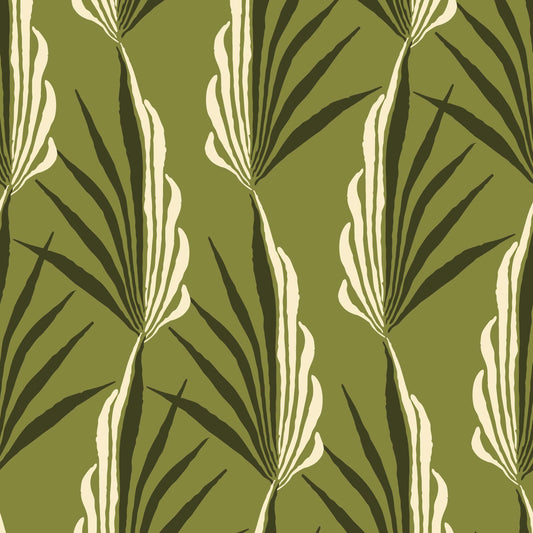 Mitchell Black Areca Palm Wallpaper - Light Olive