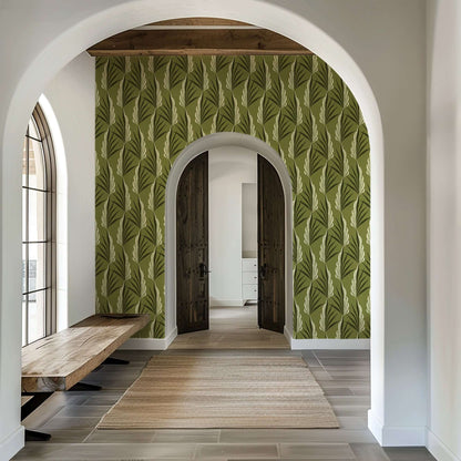 Mitchell Black Areca Palm Wallpaper - Light Olive