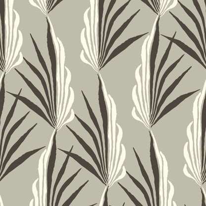 Mitchell Black Areca Palm Wallpaper - Warm Gray