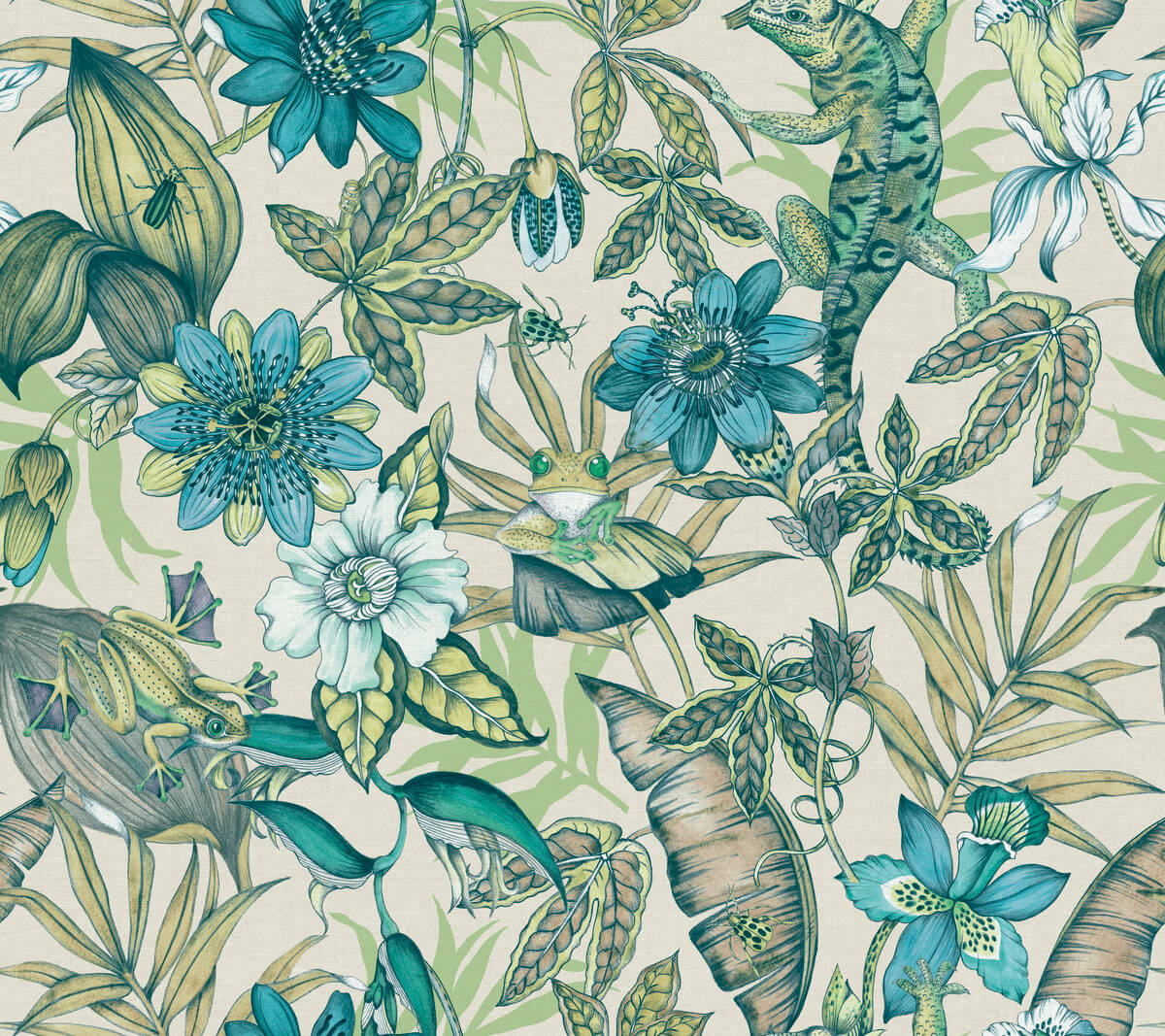 Blooms Second Edition Rainforest Wallpaper - Blue