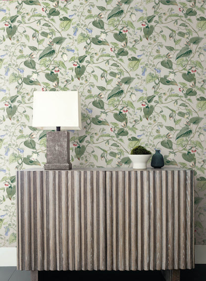 Blooms Second Edition Moon Flower Wallpaper - Light Taupe