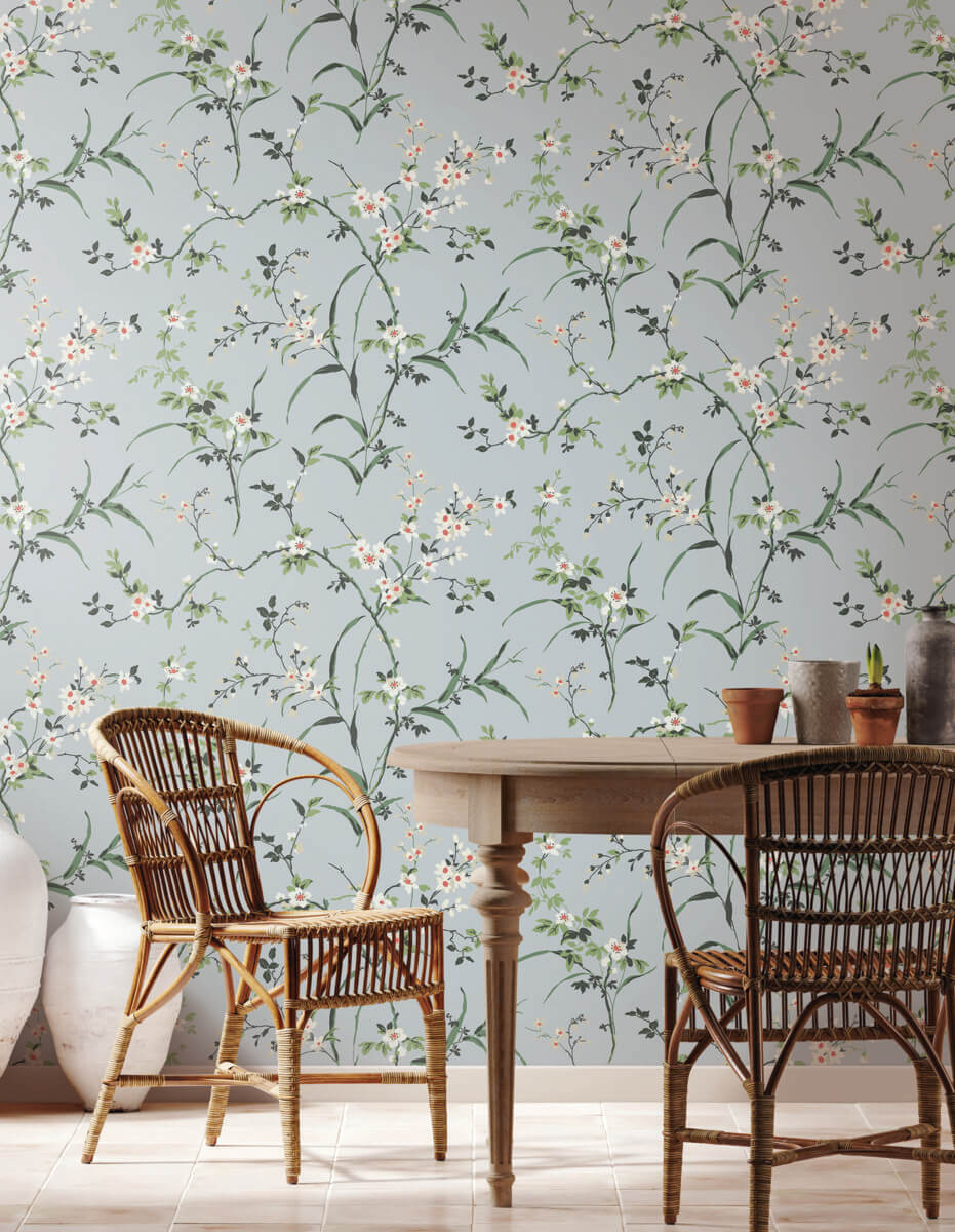 Blooms Second Edition Blossom Branches Wallpaper - Light Gray