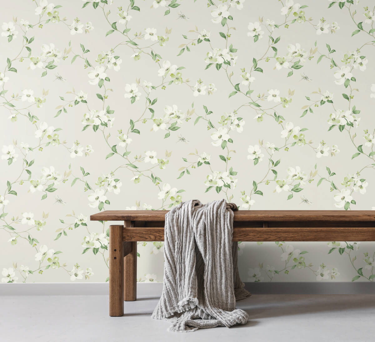 Blooms Second Edition Dogwood Wallpaper - Light Gray