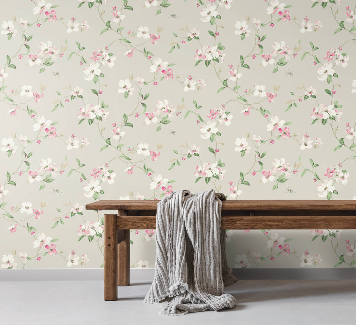 Blooms Second Edition Dogwood Wallpaper - Taupe