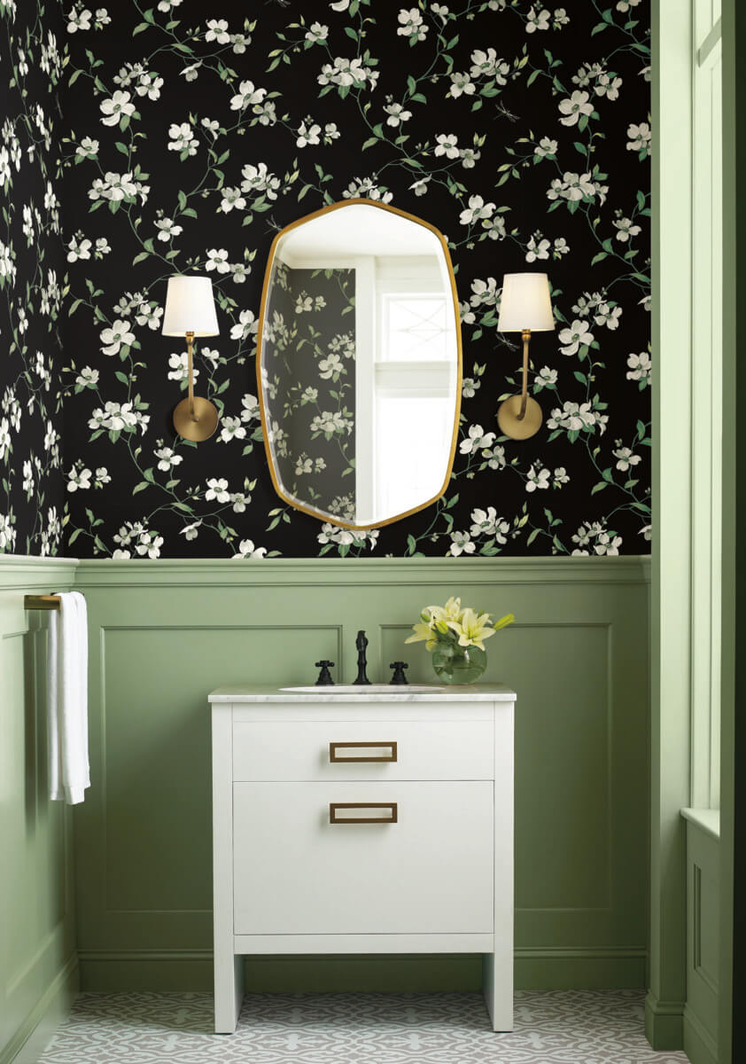 Blooms Second Edition Dogwood Wallpaper - Black