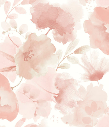 Blooms Second Edition Watercolor Bouquet Wallpaper - Blush
